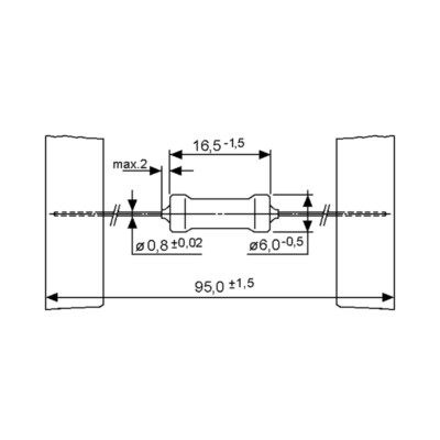 Metalloxid-Widerstand 15 Ohm 3W 5% ø6x16,5 mm Bauform 0617 axial