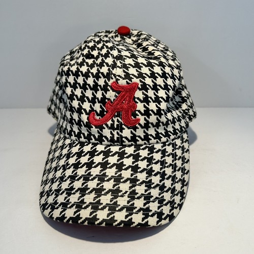 Team Alabama Crimson Tide Houndstooth 6 3/4 black white hat red logo hook&loop