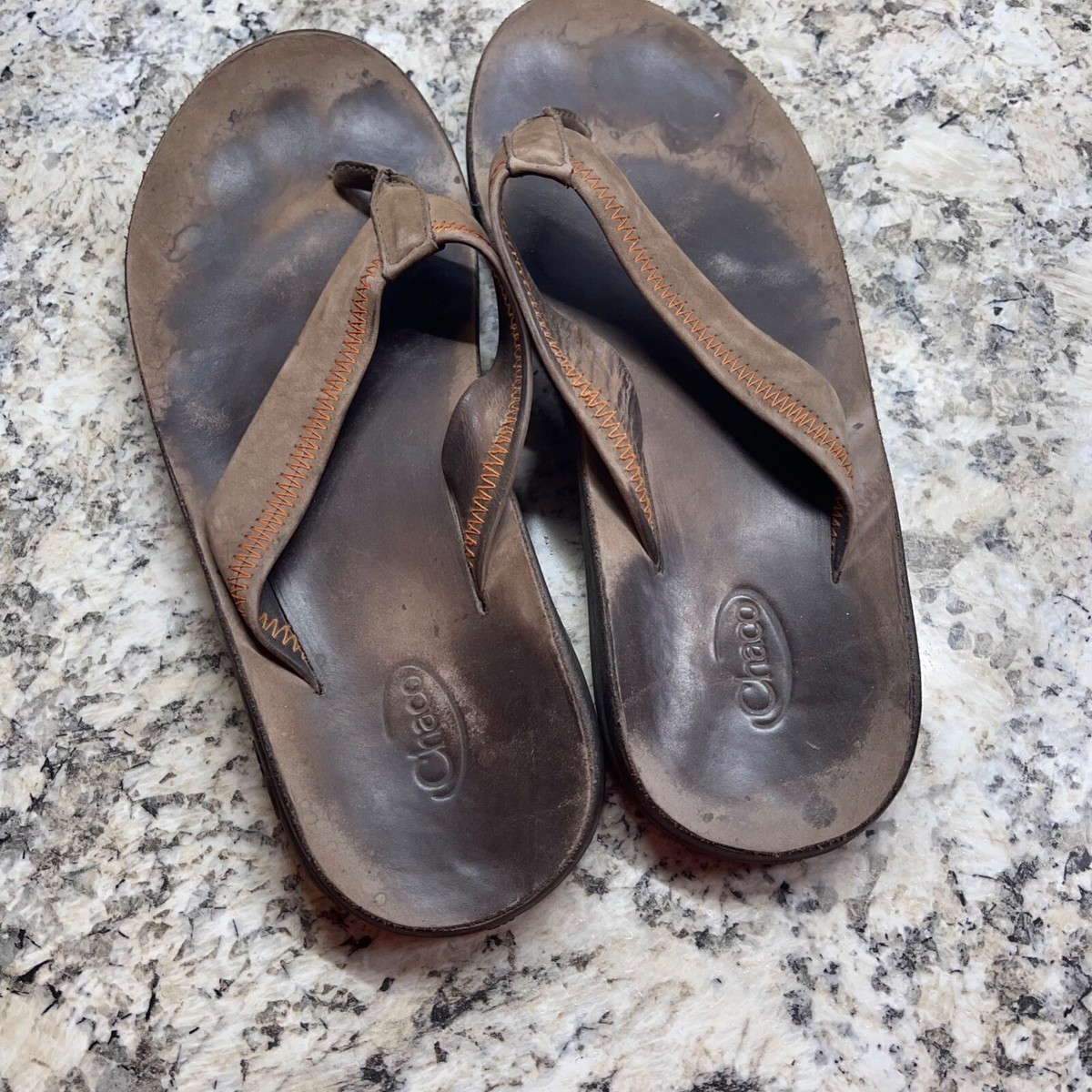 Chaco Leather Flip Flop Slide Sandal Men size 11 Brown