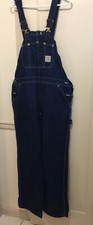 Carhartt R09 DNM Bib Overalls Men USA MADE 42x32 Denim Farm Unlined Farm Work