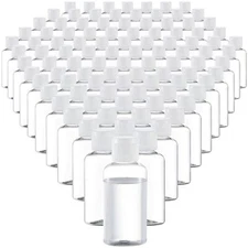 100 Pcs 50ml Clear Travel Plastic Empty Bottles w/ Flip Cap for Cosmetic Shampoo