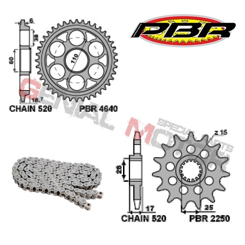 EK1363G Chain Sprockets Kit 15 39 520 PBR DUCATI PANIGALE R MOD.520 2016 > 2017 - Bild 2 von 2