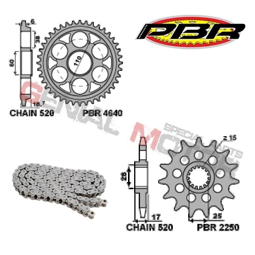 EK1363G Chain Sprockets Kit 15 39 520 PBR DUCATI PANIGALE R MOD.520 2016 > 2017 - Picture 2 of 2