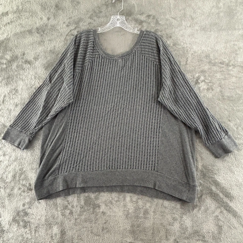 Sudadera Pullover Lane Bryant LB Active Malla 22/24 Gris Cuello Redondo Manga 3/4 Foto 2 de 4