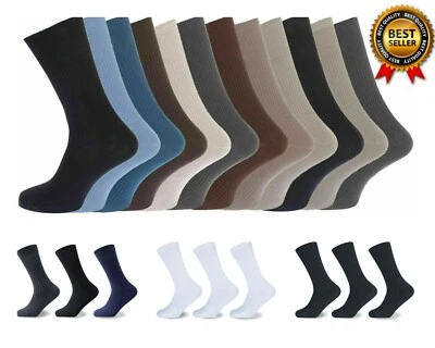 SOCKSATION Mens Socks 3,6,12 Pair Casual Work Non-Elastic Cotton Rich Soft Top Size UK 6-11