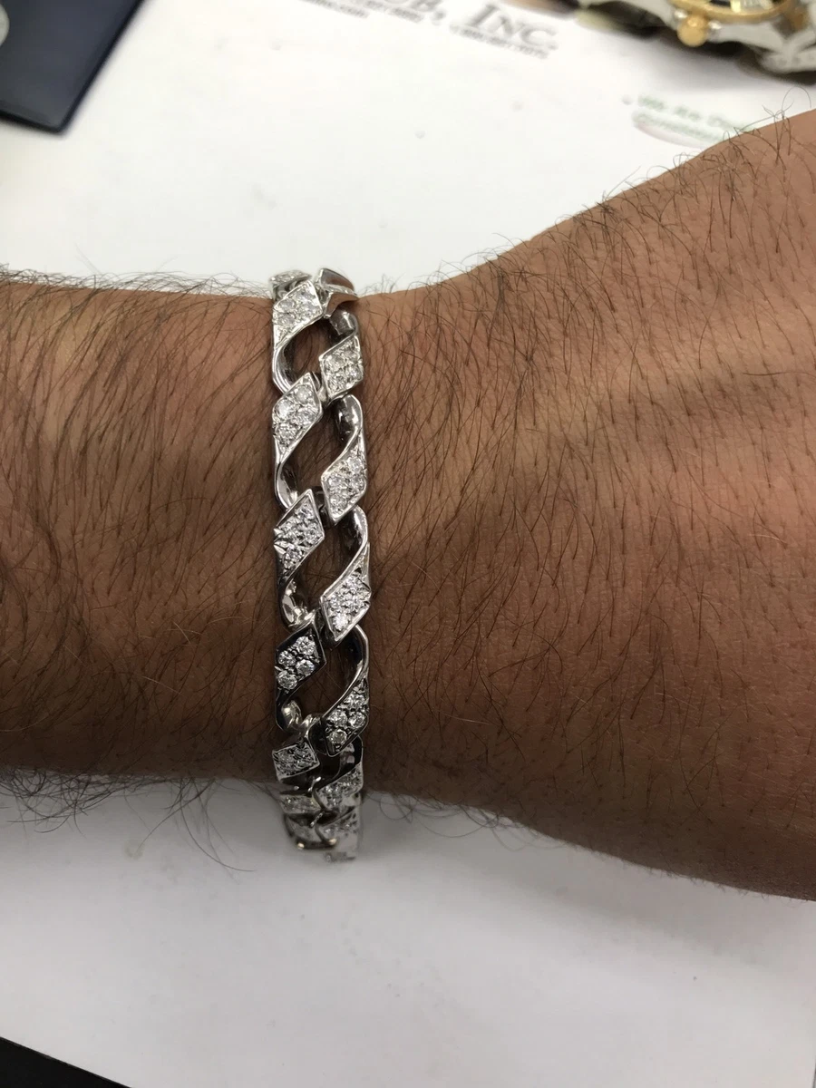 Mens white deals gold diamond bracelet