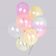 12 inch 100x Assorted Color Transparency Latex Thick Party Balloon Helium Float