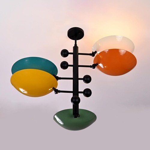 5 Lichter Messing Bunt Orbital Pendelleuchte Mid Century Kronleuchter Erheben... - Bild 7 von 9