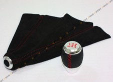 For 1988-14 Honda Civic Leather Chrome 5 Speed Shift Knob Red Stitchsuede Boot For 1988-14 Honda Civic Leather Chrome 5 Speed Shift Knob Red Stitchsuede Boot
