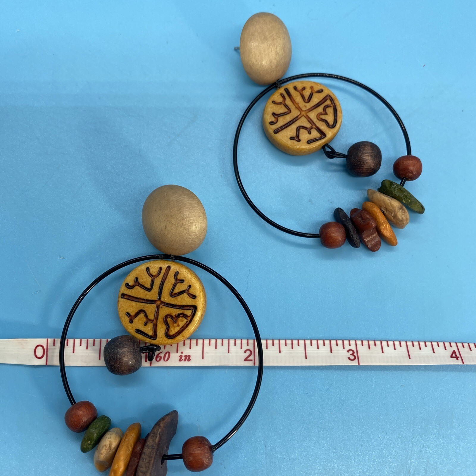 Artisan Boho/Dangle-Drop/Circle Post Earrings/3" … - image 5