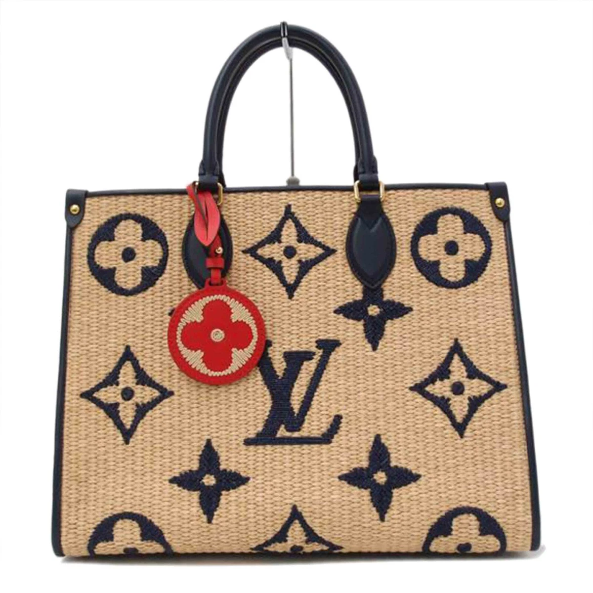 MINT] Louis Vuitton Raffia Onthego MM Tote Bag M57723 Hand 