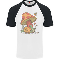 Un Lumaca Giocare Il Banjo sotto Un Fungo Uomo S/S Baseball T-Shirt