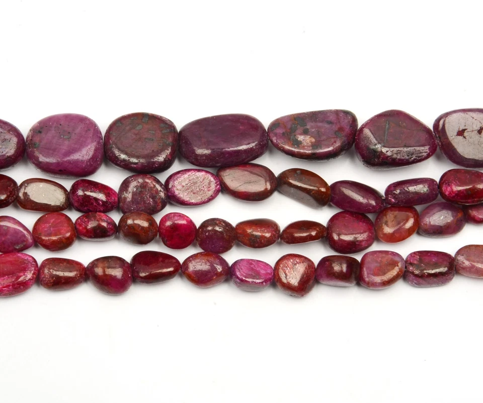 Red Ruby Beads 8 Inch Strand 9x10-10x14 MM Gemstone Beads Smooth Nugget Shape - Image 4 of 4