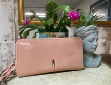 THACKER Vintage Rose Pink Leather Zip-Around Wallet Avery New Clutch
