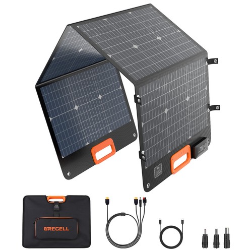 GRECELL 120W Portable Bifacial Solar Panel for RV Trip Power Station Generator