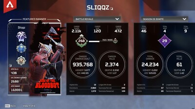 Apex Legends Account 3 Heirlooms Octane/Wraith/Bloodhound LvL268
