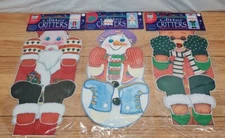 Vintage Snowman Bear Santa Christmas Hanging Tissue Paper Decoration Lot of 3