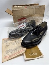 1960s NOS Knapp Bros Corfam Black Dress Shoes Men Size 8 EE In Original Box