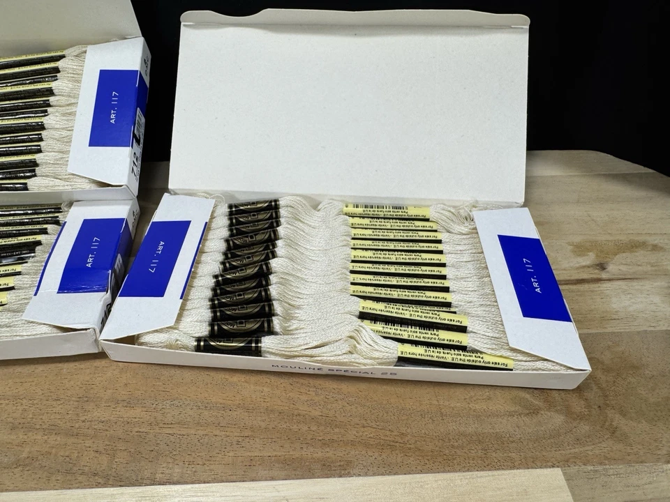 ✅ 4 Boxes ✅NEW ✅DMC 25 EMBROIDERY FLOSS ✅MOULINE ✅FRANCE ✅100% COTTON ✅#712 - Image 2 of 4