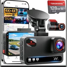 4K Dual Dash Cam Front Rear 128GB 5.8GHz WiFi GPS G Sensor Parking Mode - New