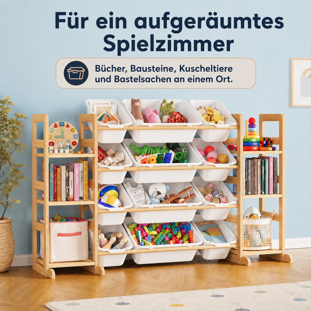 Scaffale per bambini con 12 scatole portaoggetti foto 4