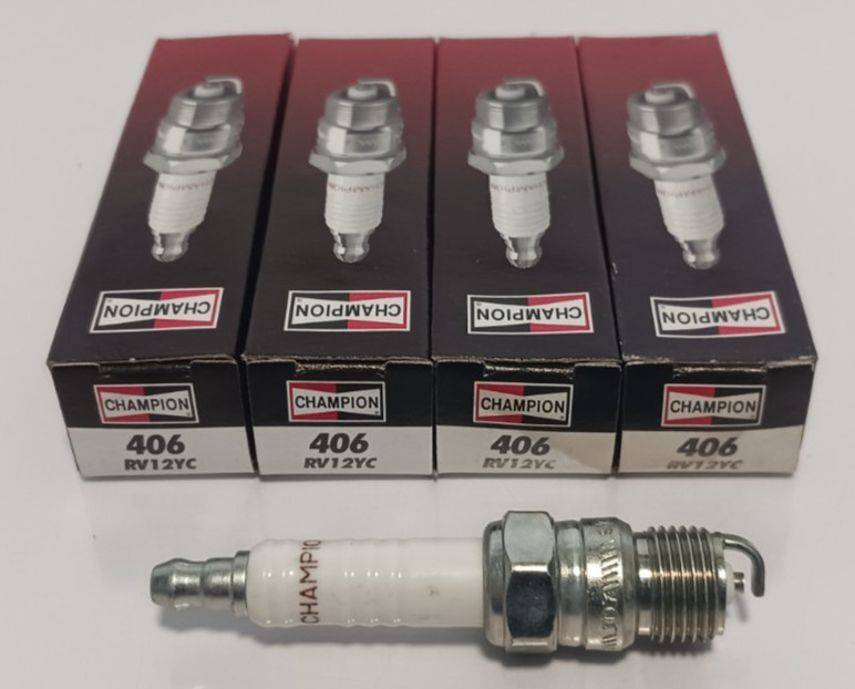 4X GENUINE CHAMPION COPPER PLUS SPARK PLUGS RV12YC NOS 406 CHEVY FREE SHIPPING