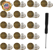16 Sets Adjustable Buttons for Jeans, 20Mm No Sew Instant Metal Jeans Button Rep