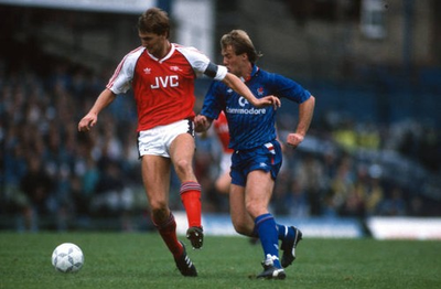 #ad #ad 1989 Chelsea v Arsenal Tony Adams of Arsenal is under pressure fro Old Photo AU $9.00
