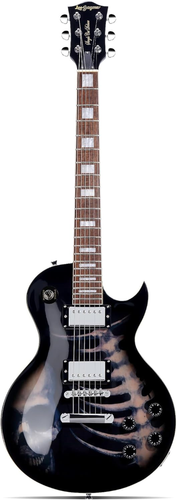 Leo Jaymz SC Electric Guitar Mahogany Body Laurel Board Dual Humbuckers Skull - Picture 9 of 12