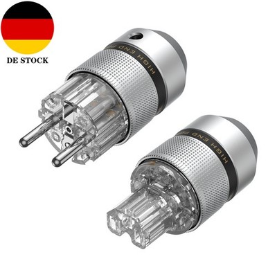 Paar High End Aluminium Shell EU Schuko Rhodiniert Netzkabel Stecker IEC Adapter