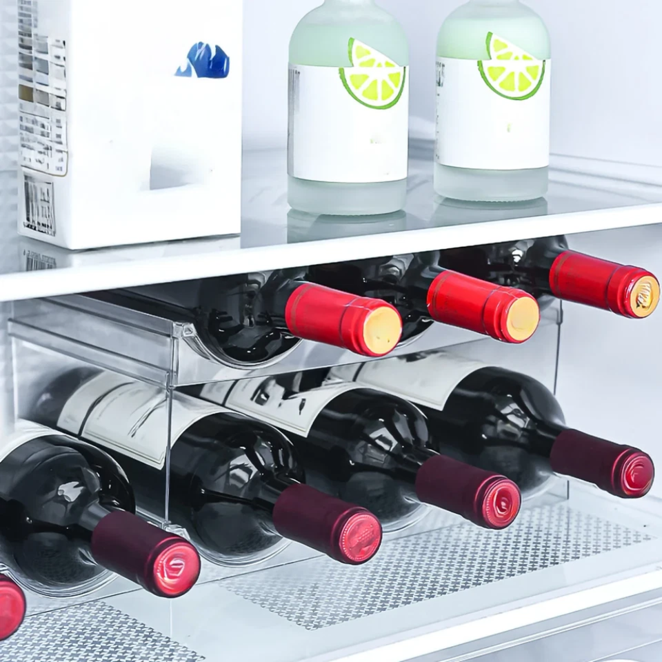 Stackable Plastic Wine Rack 6 Bottle Holder for Kitchen, Home or Bar ...