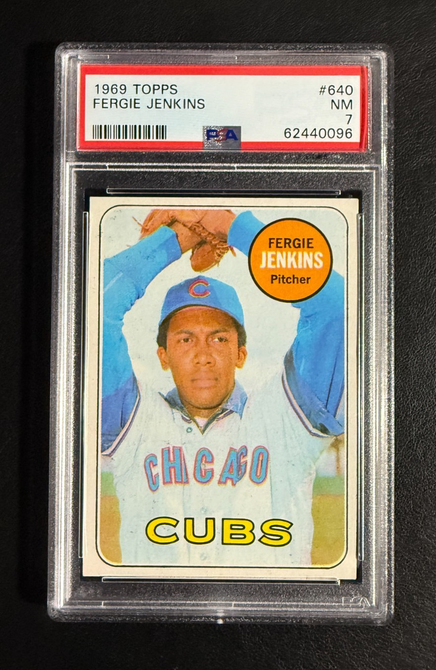 1969 Topps Baseball # 640 - Fergie Jenkins - PSA 7 NM