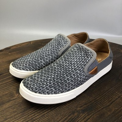 OluKai Pehuea Pai Shoes Womens Size 8.5 Gray Slip On Canvas Casual Sneakers