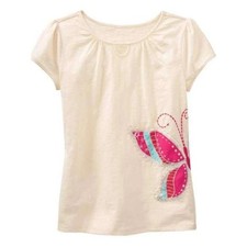NEW Gap Kids girls tee shirt XS 4 5 short sleeve beige pink aqua butterfly top