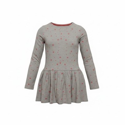 Verbaudet Kinderkleid Gr. 128 Grau mit rosa Blumen