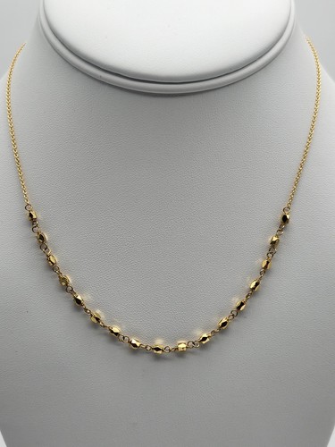 GORJANA SIGNED Gold-Tone Chain Link & Beaded Necklace. Gorgeous! 17.5" - Picture 1 of 16