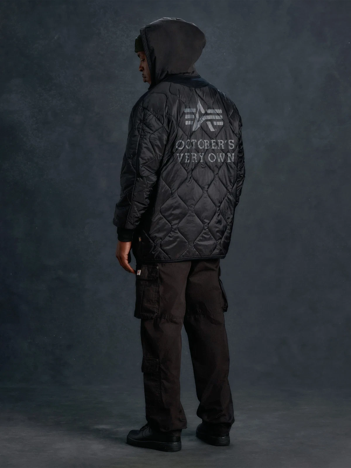OVO x Alpha ALS/92 Black Button Quilted Jacket - Small - New