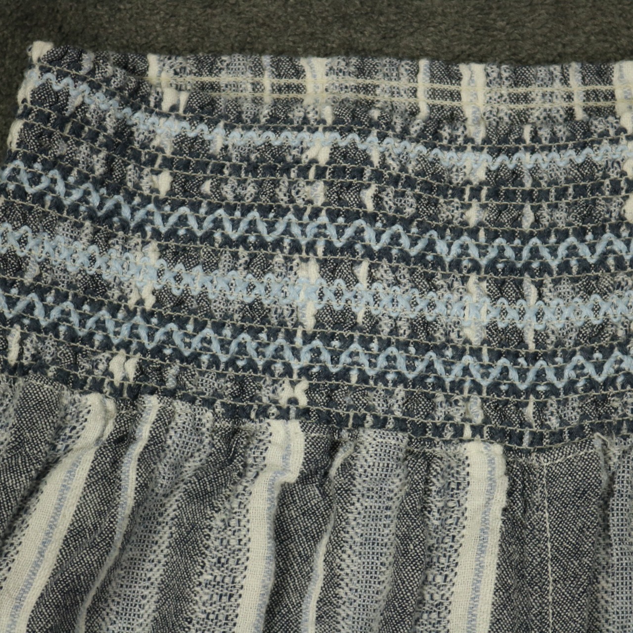 Rewash Striped Festival Boho Linen Blend Smocked Waist Wide Leg Pants Gray M