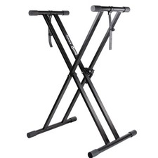 Heavy-Duty Double-X Adjustable Piano Keyboard Stand with Locking Straps