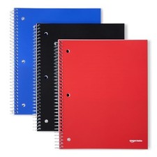 Pack 1 Subject Spiral Notebooks College Ruled 100 Sheets 9x11 Assorted Colors