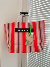 Bolso de Mano Marni Market a Rayas Rosa Tejido Shopper Grande Verano Playa Bolso