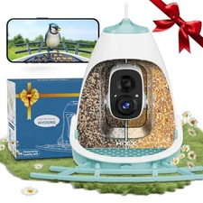 Smart Bird Feeder with Camera, Dual Seed Chambers & Squirrel-Proof, Sky Blue
