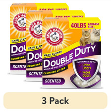 Arm  Hammer Double Duty Clumping Cat Litter, Scented, Low Dust, 40lb, 3 Pack