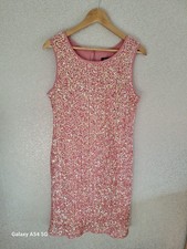 Kaleidoscope Womens Pink Full Sequin Zip Up Party Cocktail Evening Midi Dress 14