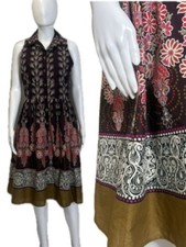 Coldwater Creek Floral Paisley Midi Shirtdress Size 8 Sleeveless Fit & Flare