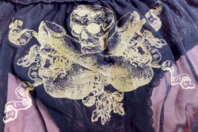 Agent Provocateur erotic skull X bones briefs L black gold new vinatge