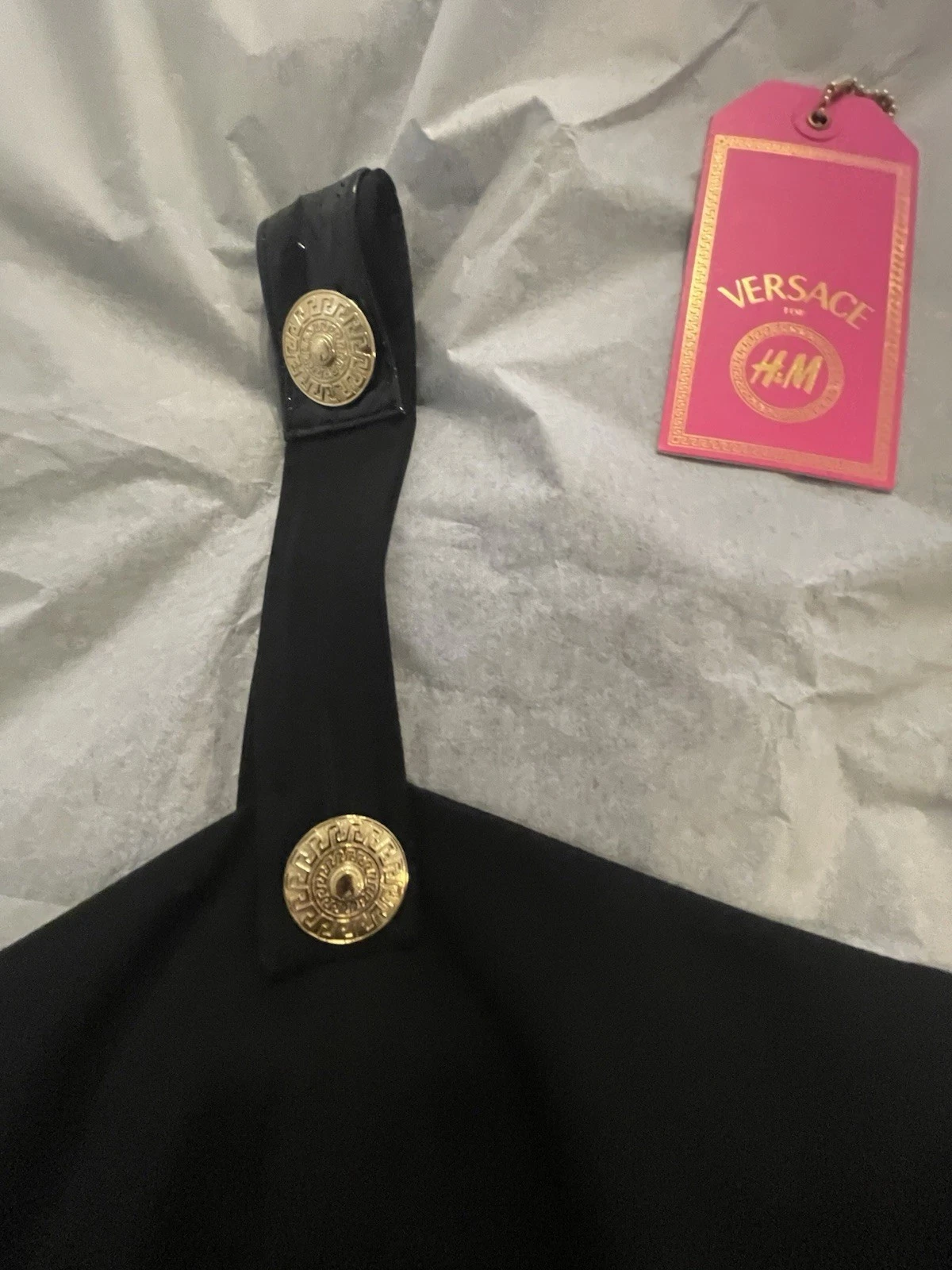 VERSACE FOR H&M ABITO BONDAGE IN SETA NERO TAGLIA S