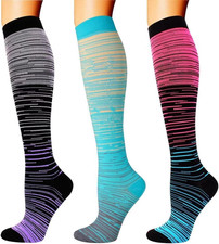  3 Pairs Copper Compression Socks 20-30mmHg Graduated Support Mens Womens S-XXL