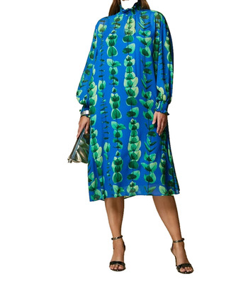  MARINA RINALDI  Printed Viscose Dress  PLUS size MR 23_ US W14_It52_ De44_Fr48