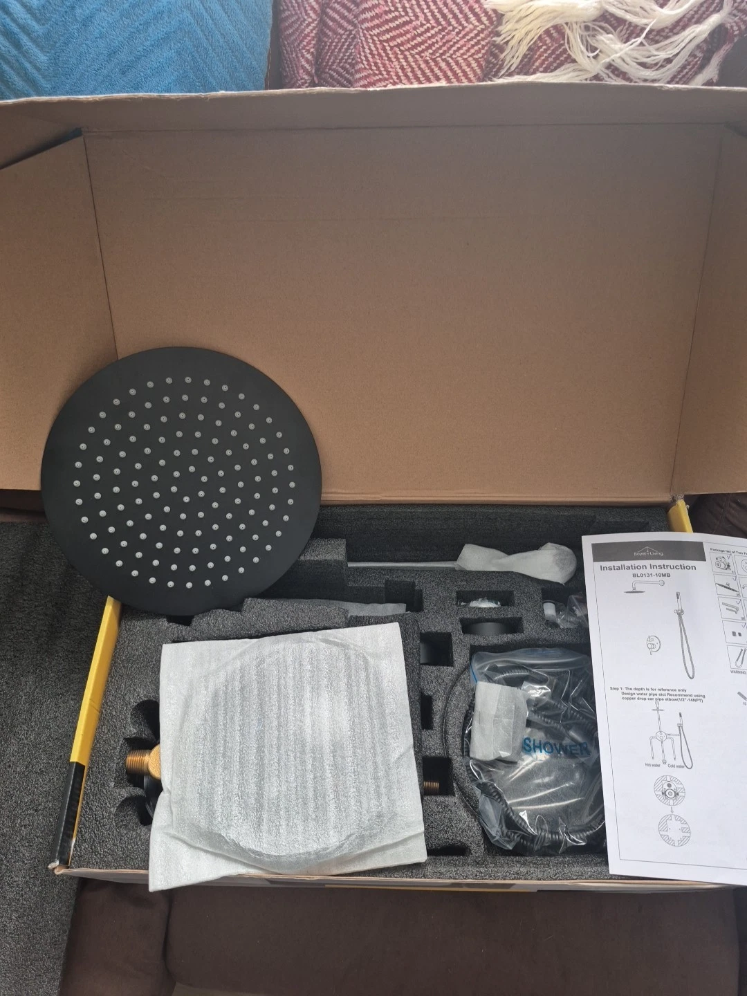 Boyel Living 10 in. Dual Shower Head (w/Valve) Matte Black BL0131-10MB